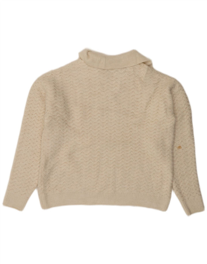 Marks & Spencer Dame Oversized Polo Neck Jumper Sweater UK 10 Small White