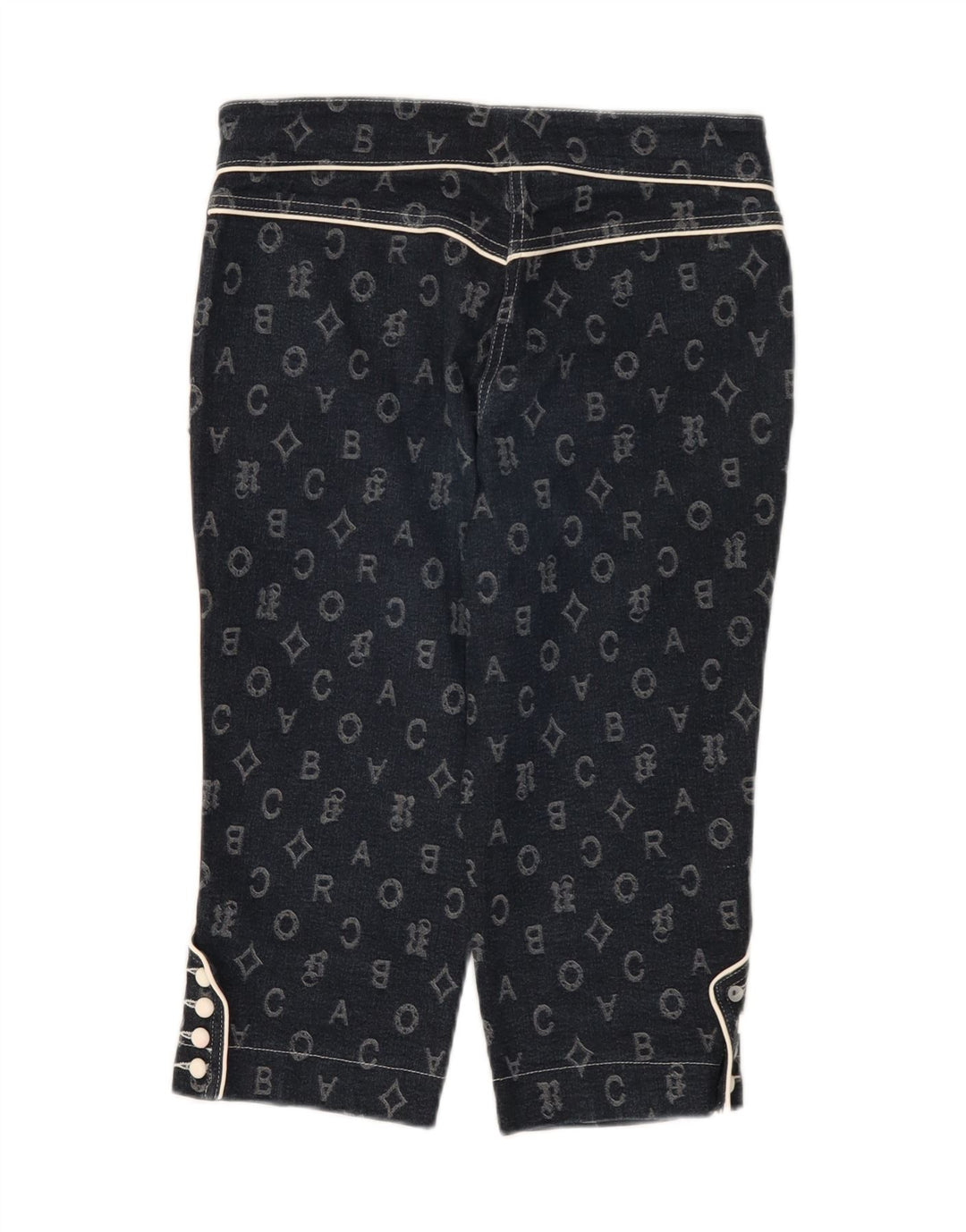 Roccobarocco Dame Capri Bukser IT 42 Medium W28 L17 Marineblå Geometrisk