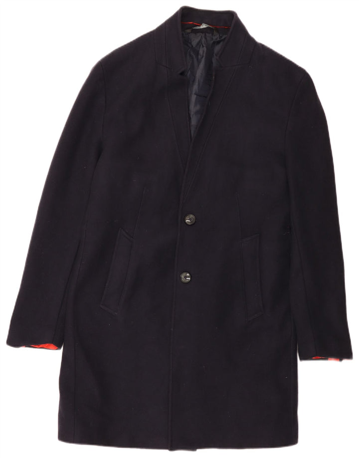 Zara Herre Overfrakke UK 44 2XL Navy Blue Polyester
