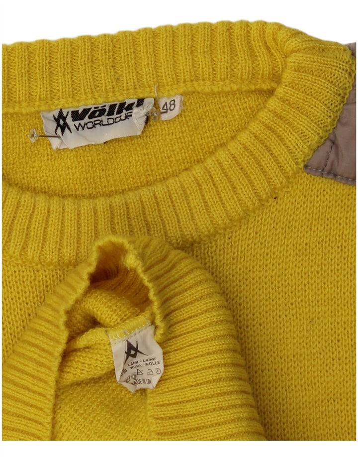 Volkl Herre Crew Neck Jumper Sweater IT 48 Lille gulstribet uld