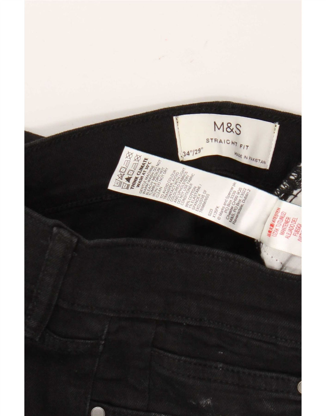Marks & Spencer Straight Jeans til mænd W34 L29 sort bomuld