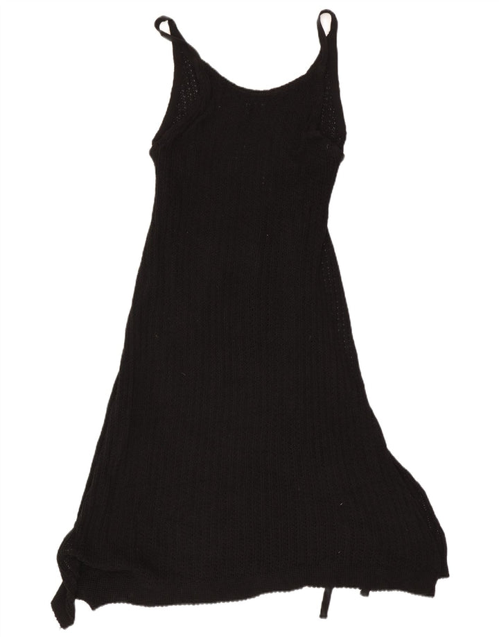 Zara Dame Ærmeløs Strik Asymmetrisk Kjole UK 14 Medium Sort