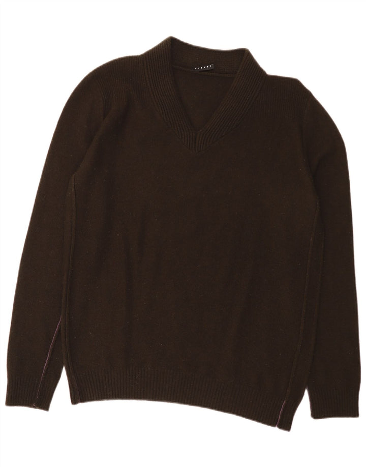 Sisley Dame V-hals sweater UK 14 Stor Brun