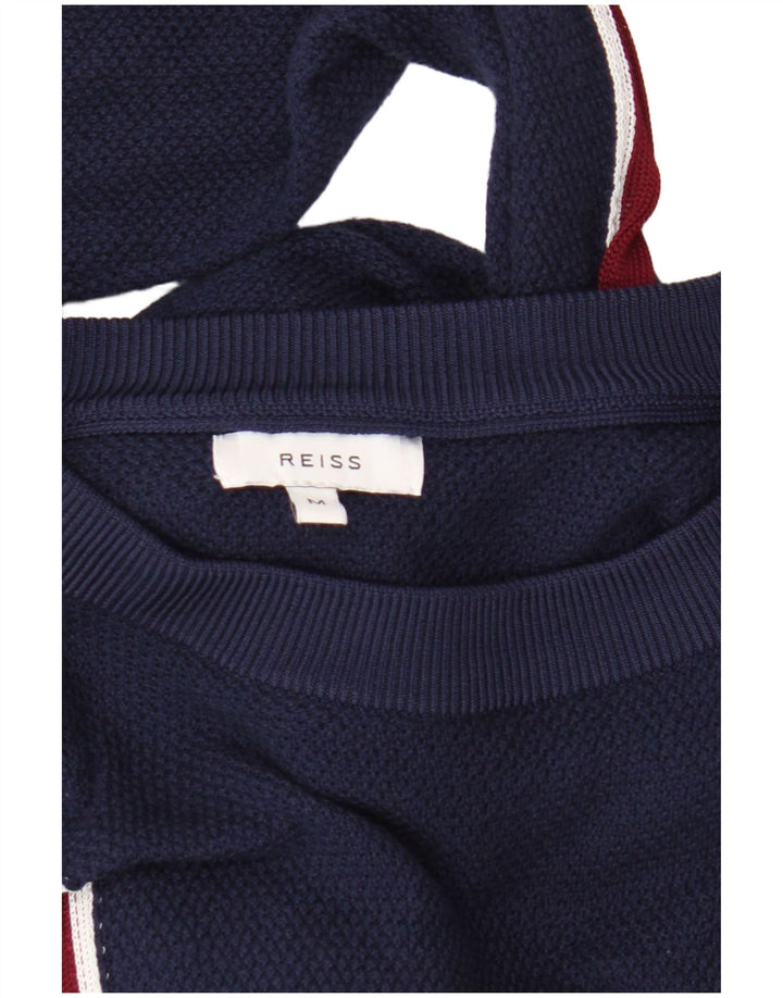 Reiss Herre Crew Neck trøje Sweater Medium Navy Blue stribet