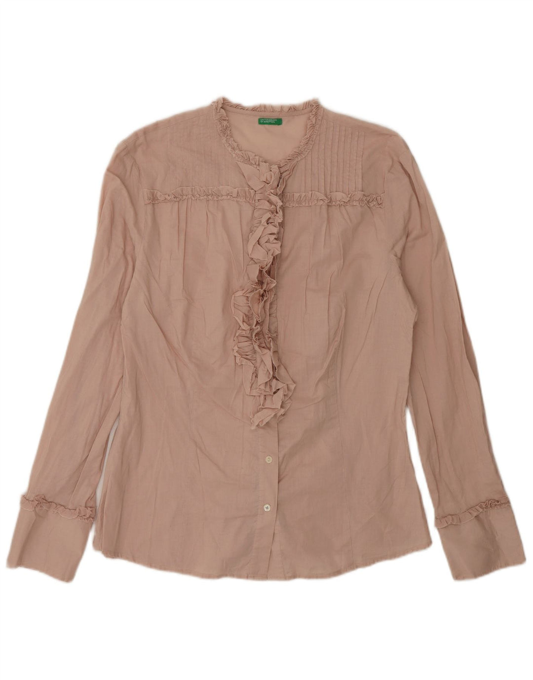 Benetton Womens Flæse Front Shirt Bluse UK 14 Large Pink