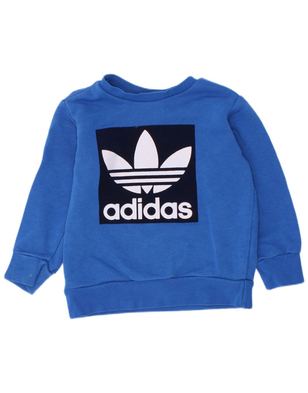 Adidas Baby Boys Grafisk Sweatshirt Jumper 18-24 måneder Blå Bomuld