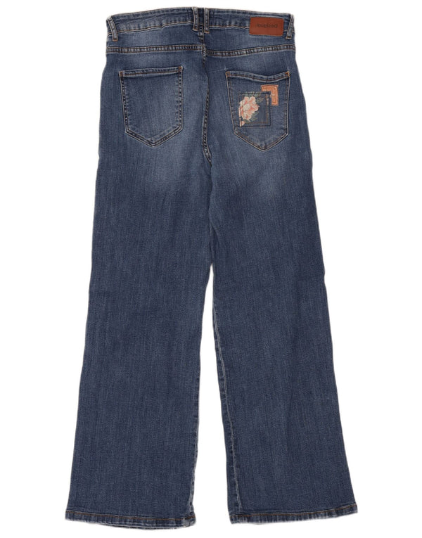 Desigual kvinders højtaljede brede ben jeans EU 30 XL W30 L29 blå patchwork