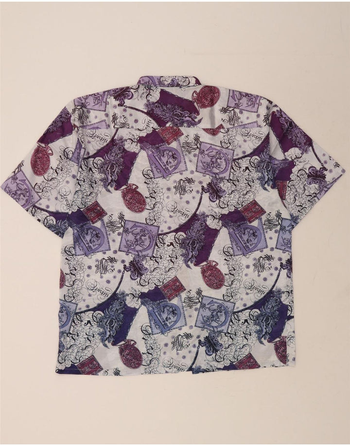 VINTAGE Mens Short Sleeve Shirt Large Purple Patchwork Vintage Vintage and Second-Hand Vintage from Messina Hembry 
