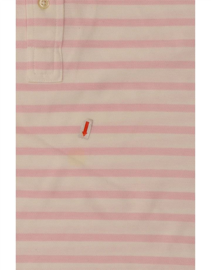 RALPH LAUREN Strik Oxford Polo Shirt Medium Pink Stribet bomuld