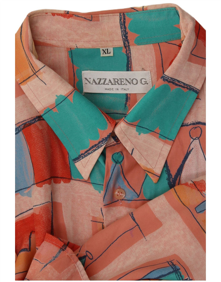 NAZZARENO G. Mens Short Sleeve Shirt XL Multicoloured Geometric