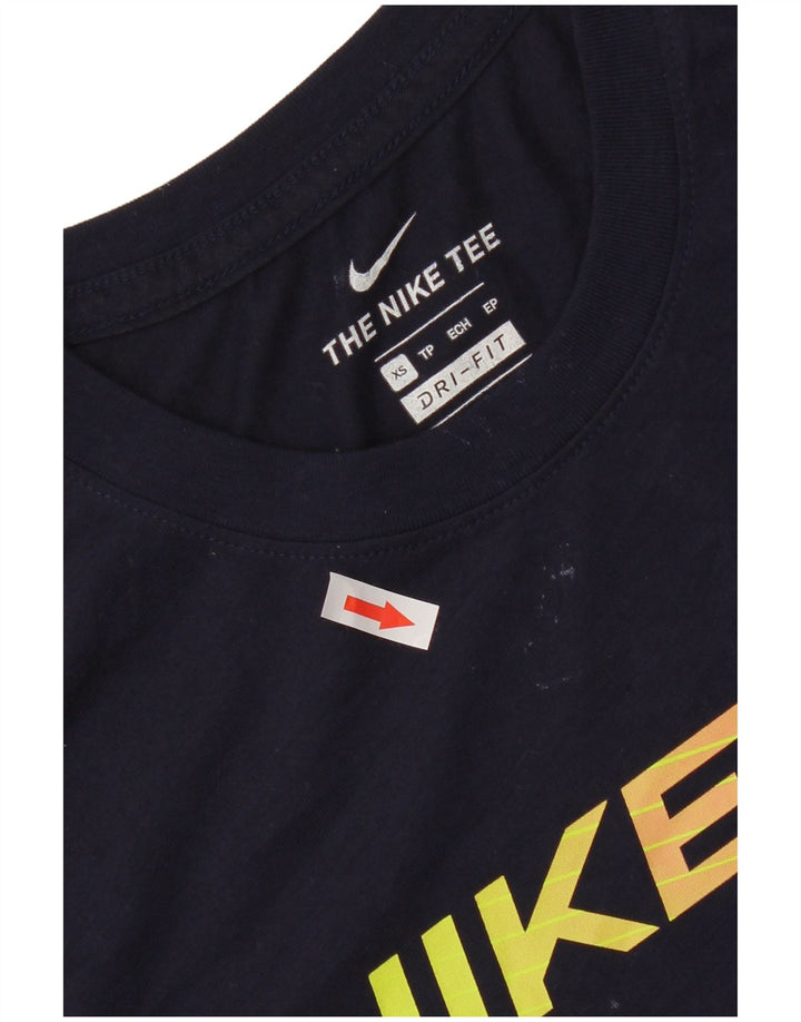 NIKE herre Dri Fit grafisk T-shirt top XS marineblå polyester