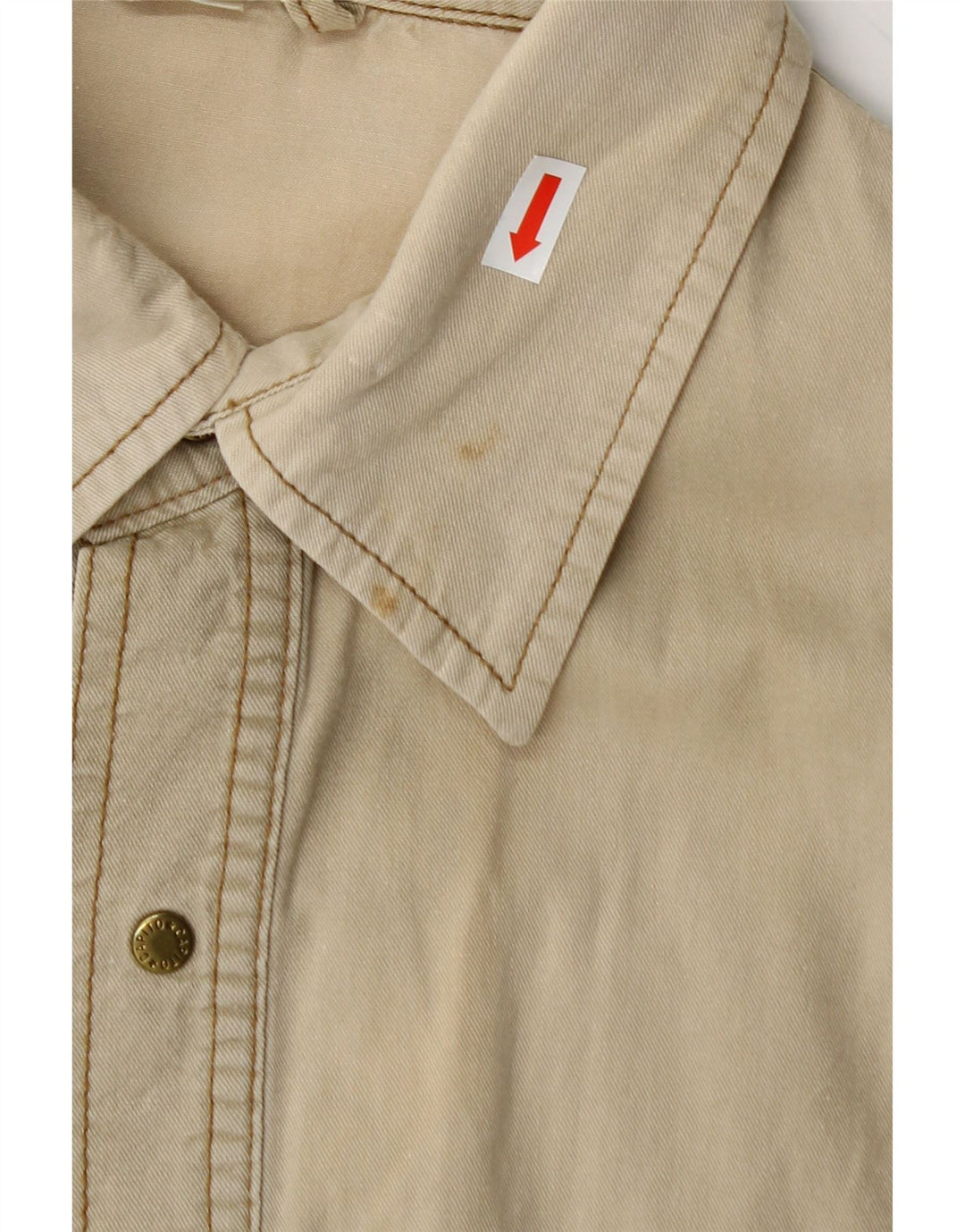 VINTAGE Mens Shirt Large Khaki Cotton Vintage Vintage and Second-Hand Vintage from Messina Hembry 