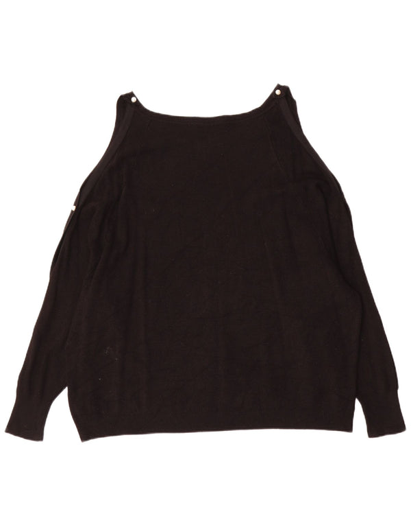 Zara Dame Off Shoulder Boat Neck Jumper Sweater UK 16 Large Black