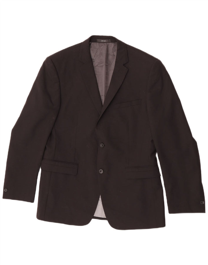 Pierre Cardin Herre 2 Button Slim Blazer Jacket UK 38 Medium Black Wool