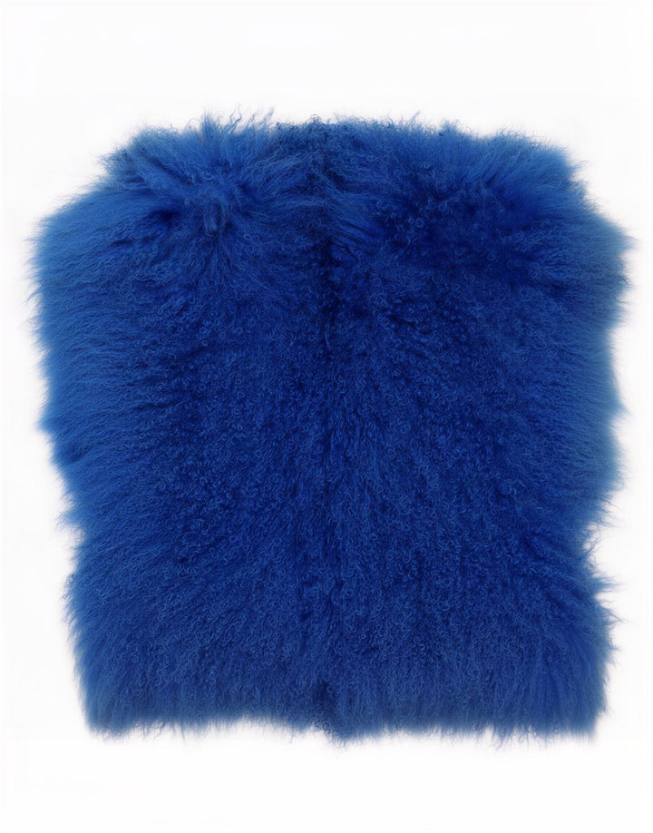 Vintage Dame imiteret Pels Gilet UK 14 Medium Blue