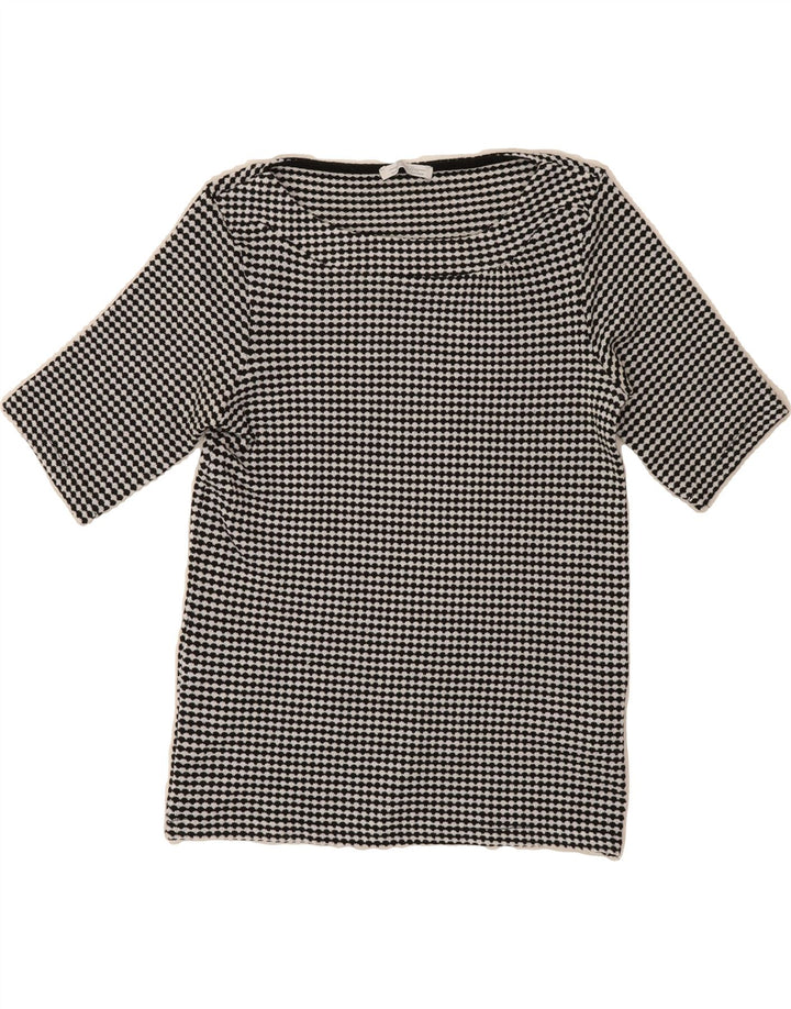 ZARA Womens Boat Neck Jumper Sweater UK 12 Medium Black Striped Vintage Zara and Second-Hand Zara from Messina Hembry 