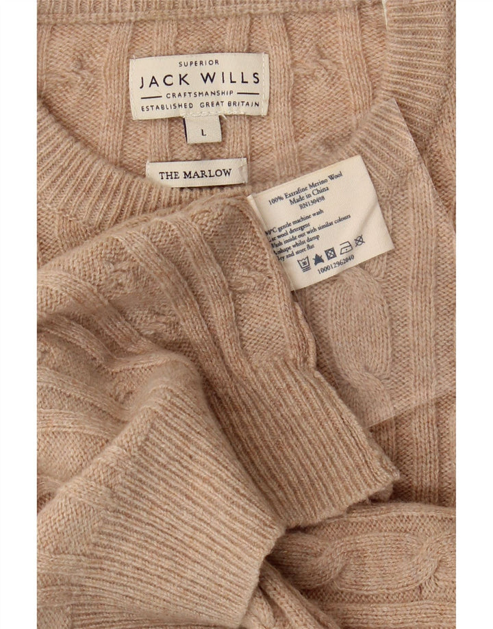 JACK WILLS Herre The Marlow Crew Neck Jumper Sweater Stor Beige