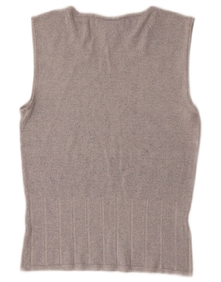 NICOLE MILLER Womens Crop Vest Tank Top UK 12 Medium Grey Rayon