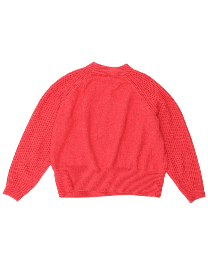Marks & Spencer Dame Crop Crew Neck Jumper Sweater UK 14 Medium Pink