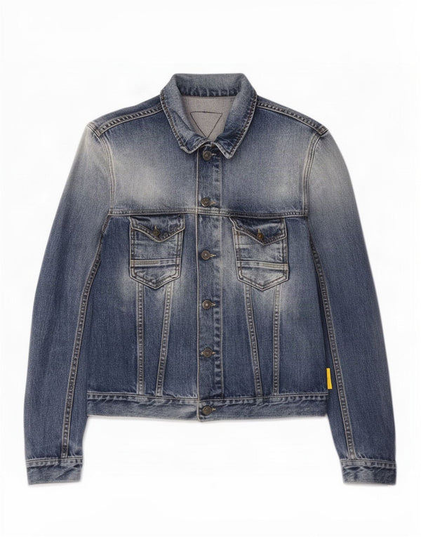 Meltin' Pot Dame Acid Wash Denim Jacket UK 14 Medium Blue Cotton