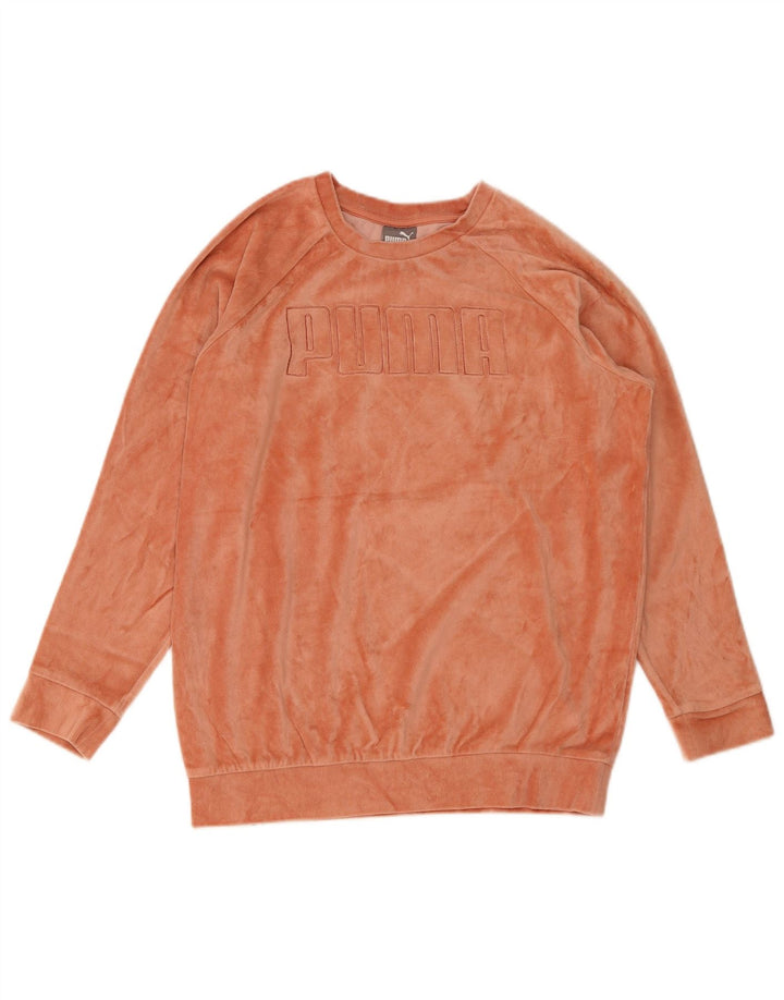 Puma Graphic Velvet Sweatshirt Jumper UK 12 Medium Orange