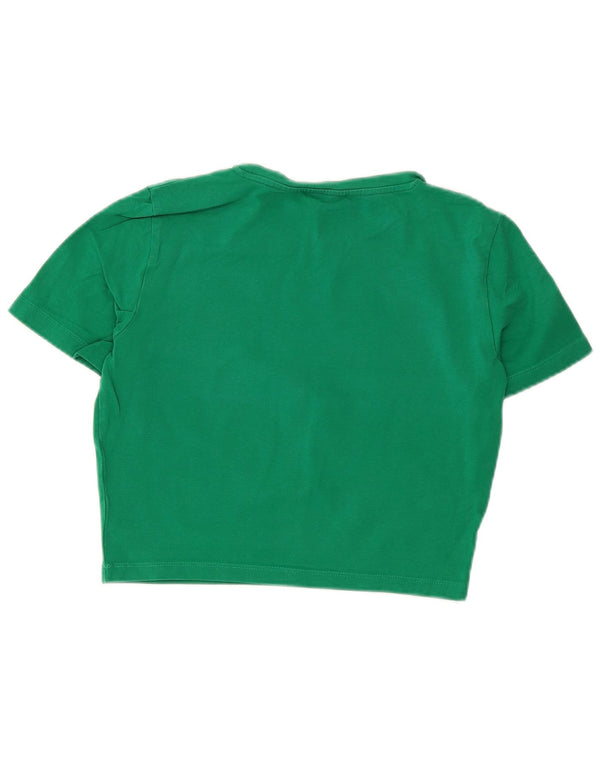 Zara Womens Crop T-Shirt Top UK 12 Medium Green