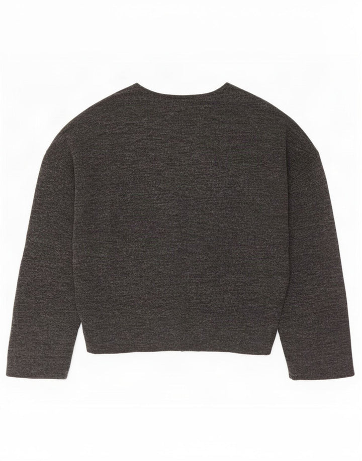 Zara Dame Oversized Bluse Top UK 10 Small Grå Flecked Polyester