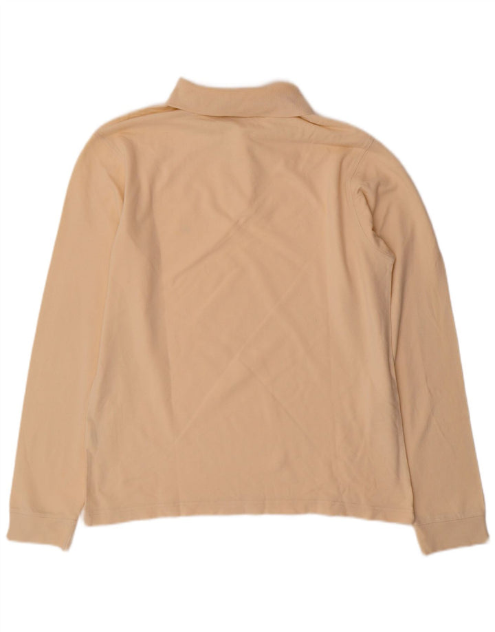 CHAMPION Mens Long Sleeve Polo Shirt Large Beige Cotton