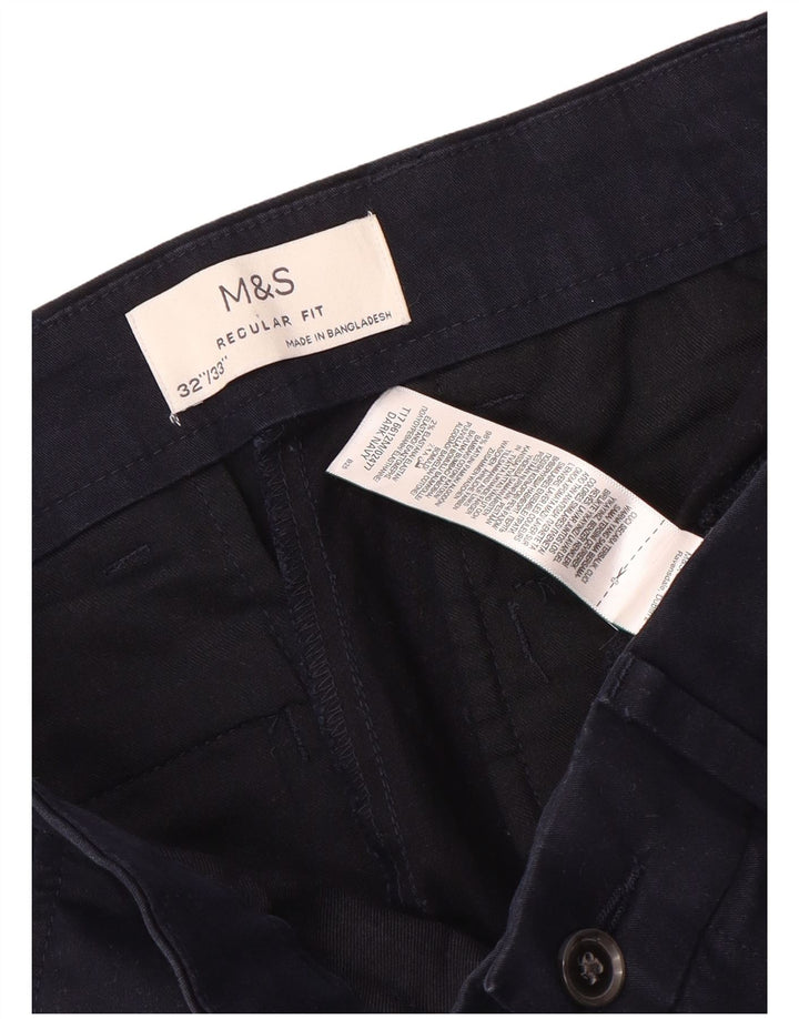 Marks & Spencer Herre Regular Fit Lige Chinobukser W32 L33 Marineblå