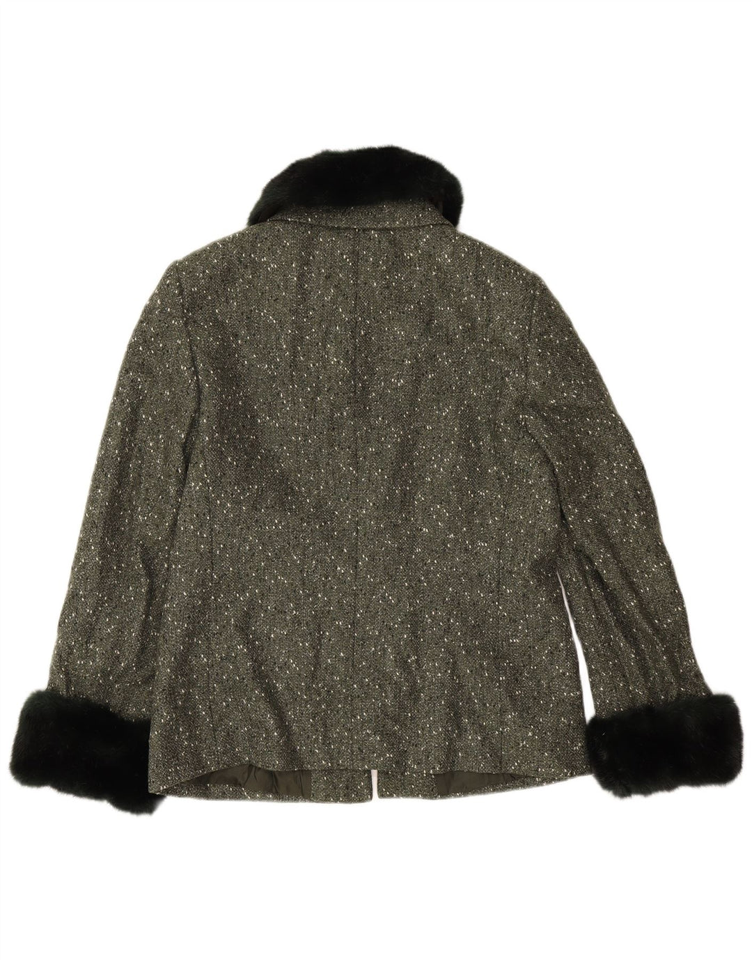 Luisa Spagnoli Dame Blazer Jakke UK 14 Stor Khaki Flecked Wool