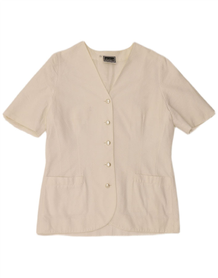 Luisa Spagnoli Dame 5-knaps blazerjakke IT 48 XL Hvid Argyle/Diamant