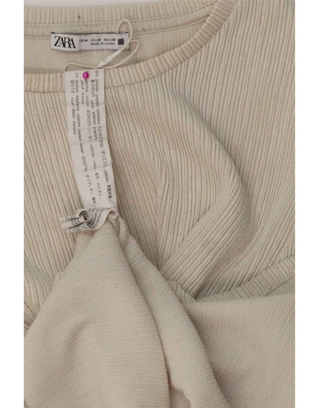 Zara Dametop Langærmet UK 12 Medium Beige Polyester