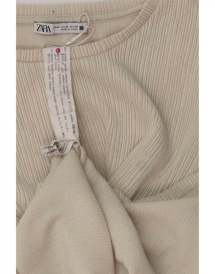 Zara Dametop Langærmet UK 12 Medium Beige Polyester
