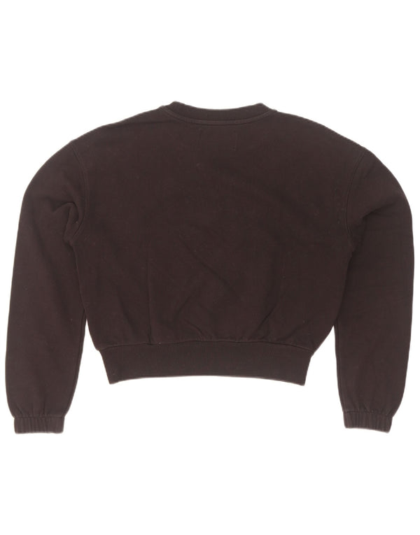 Calvin Klein Jeans Womens Crop Graphic Sweatshirt Jumper UK 10 Small Black