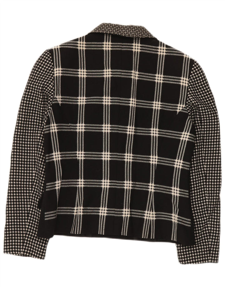 GENNY Dame 6 Button Blazer Jacket UK 14 Medium Black Patchwork