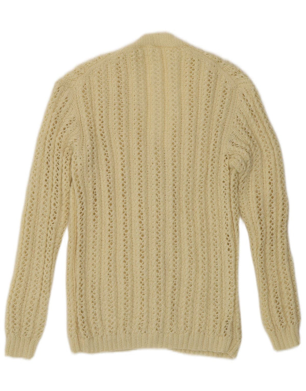 Vintage hæklet cardigan sweater til kvinder UK 14 Medium Off White