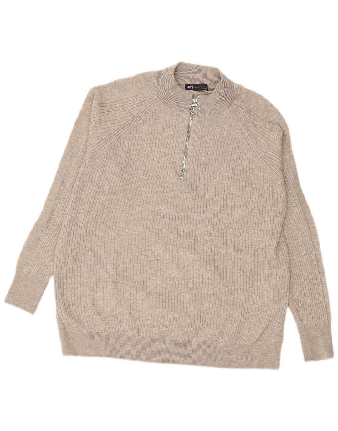 Marks & Spencer Herre sweater med lynlåshals mellemgrå viskose