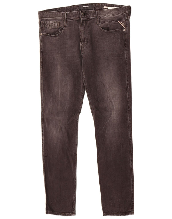 Replay Herre Anbass Slim Jeans W34 L32 Sort Bomuld