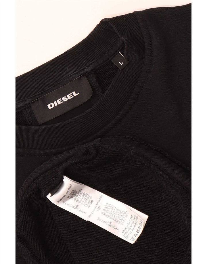 Diesel Herre Sweatshirt Jumper Stor sort stribet bomuld