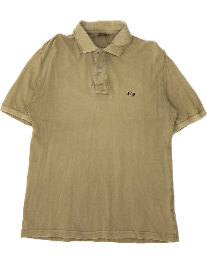 NAPAPIJRI Mens Polo Shirt Medium Khaki Vintage Napapijri and Second-Hand Napapijri from Messina Hembry 