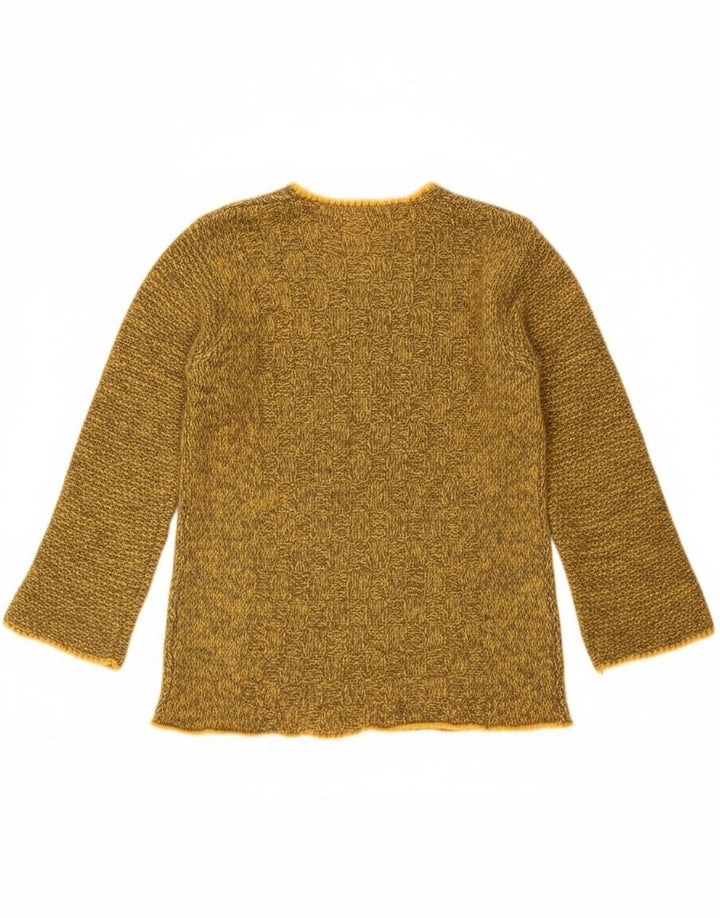 Vintage Dame Boat Neck Jumper Sweater UK 10 Small Yellow Flecked