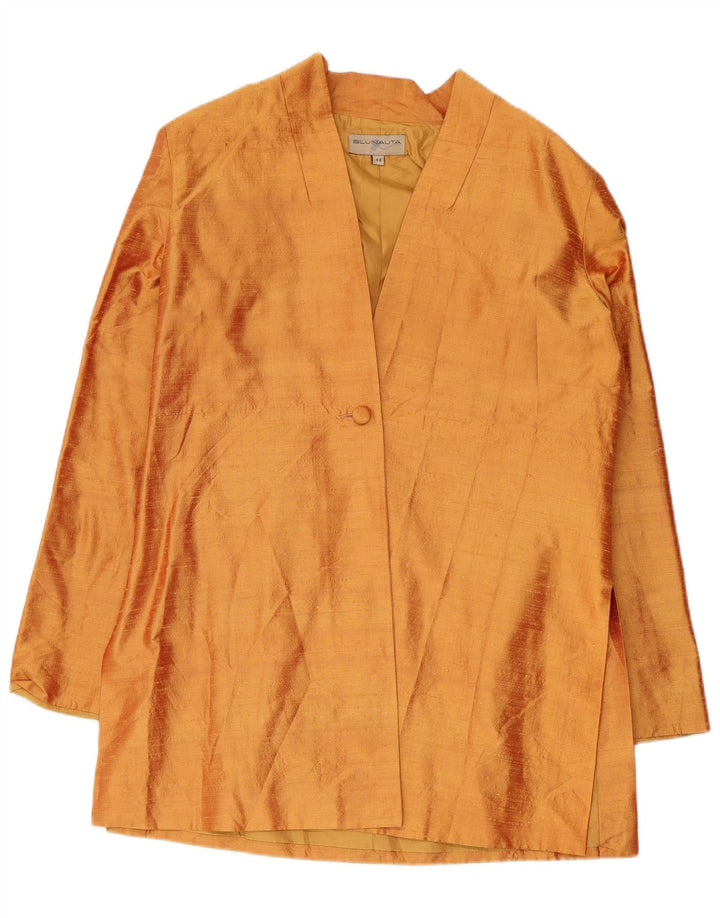 Blunauta Dame 1 Knap Blazer Jakke IT 44 Medium Orange Silke