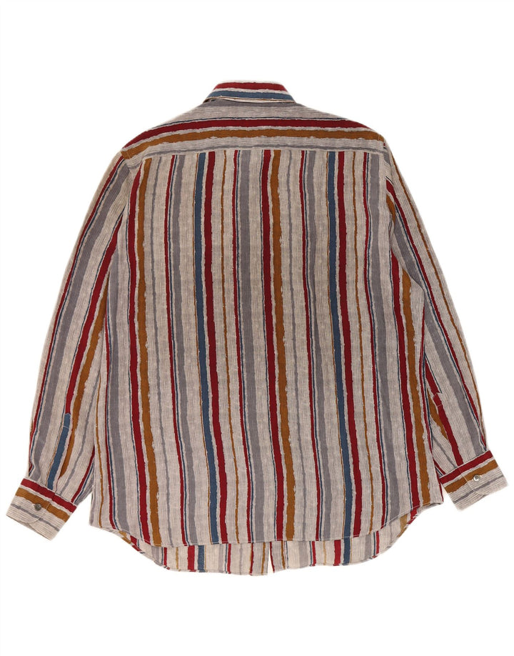 Vintage herreskjorte str. 42 Stor flerfarvet stribet silke