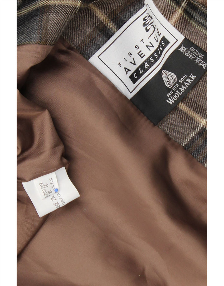 FIRST AVENUE Womens 4 Button Blazer Jacket UK 14 Medium  Brown Check