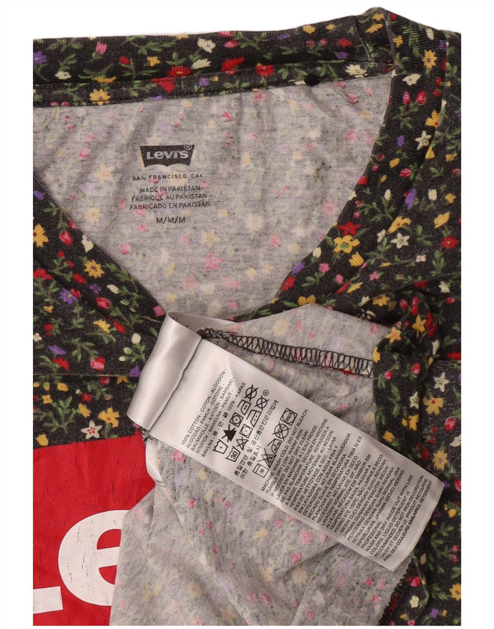 LEVI'S Womens Crop Graphic T-Shirt Top UK 14 Medium Multicoloured Floral