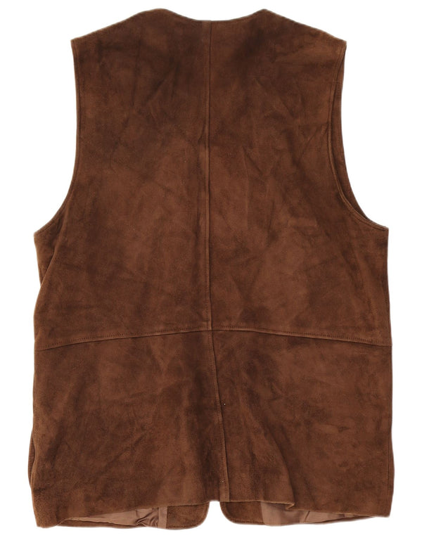 Vintage Mens Suede Gilet IT 42 XL Brown Leather