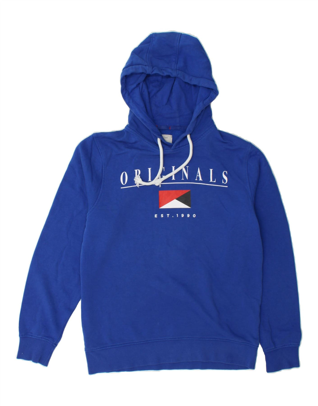 JACK & JONES Mens Graphic Hoodie Jumper Medium Blue Cotton Vintage Jack & Jones and Second-Hand Jack & Jones from Messina Hembry 