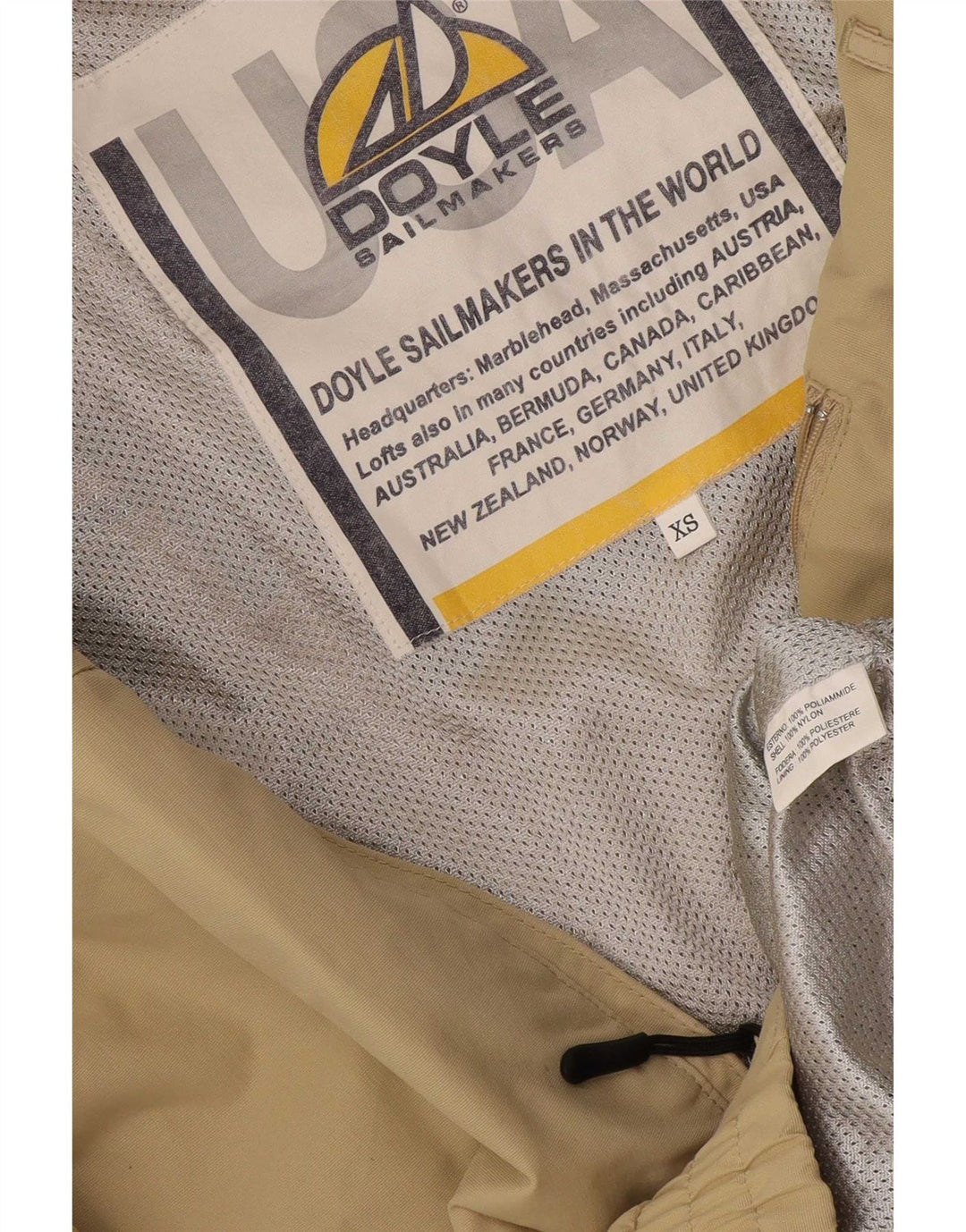 Herre Sailmakers Graphic Bomber Jacket UK 34 XS Beige Polyamid