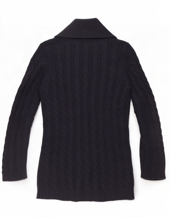 Zara Dame Cardigan Sweater UK 14 Medium Navy Blue Bomuld