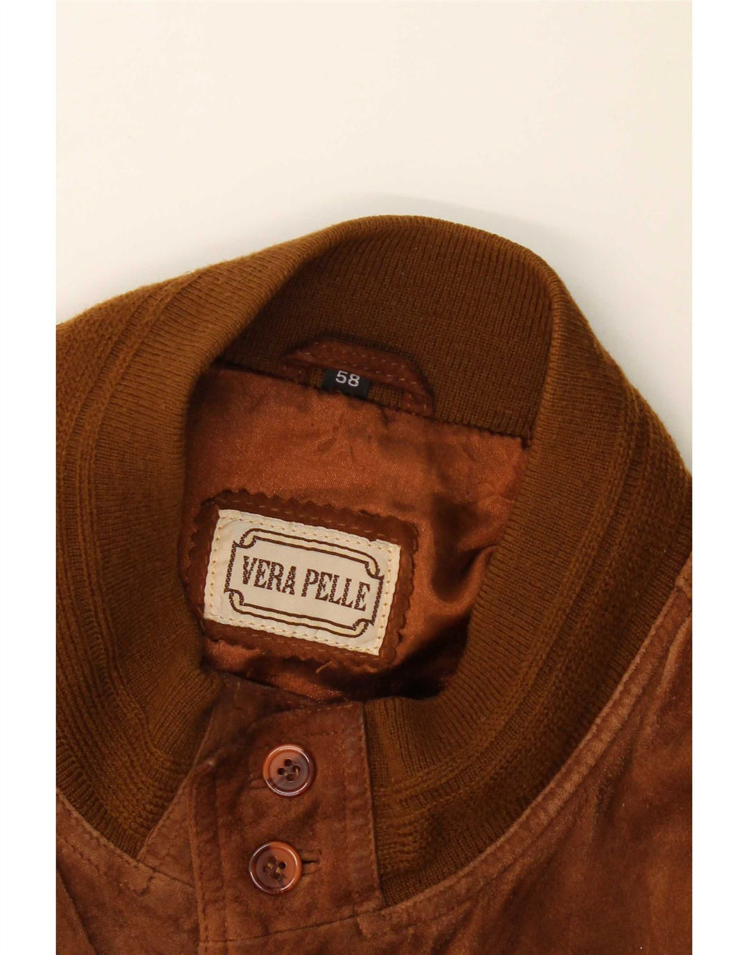 Vintage herre bomber ruskindsjakke IT 58 4XL brunt læder